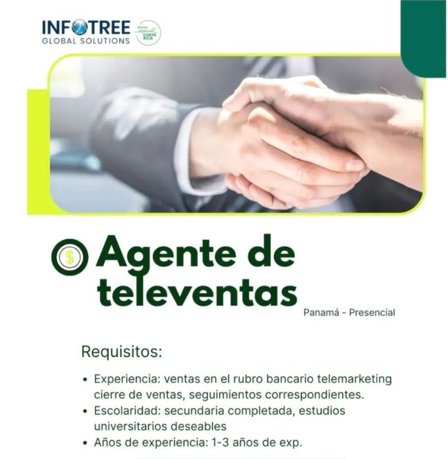 vacante agente televentas en infotree panamá